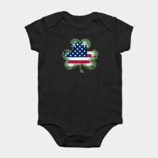US Flag Shamrock Saint Patrick Day Humor Baby Bodysuit